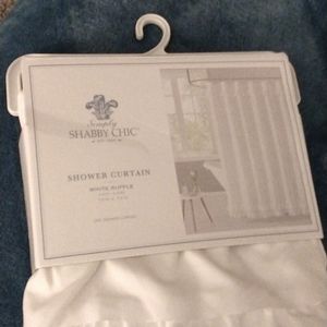 White fabric shower curtain